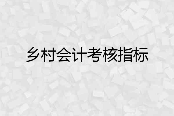 乡村会计考核指标