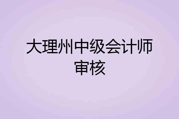 大理州中级会计师审核