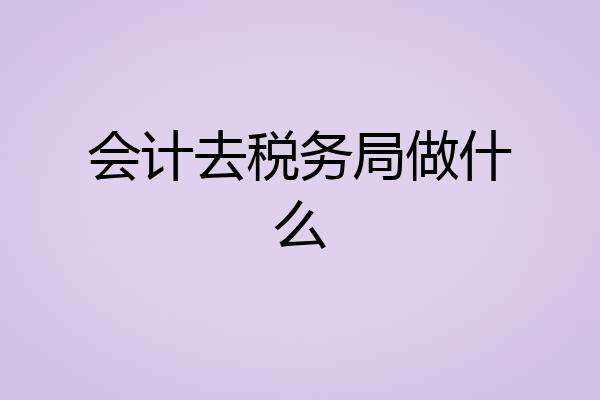 会计去税务局做什么
