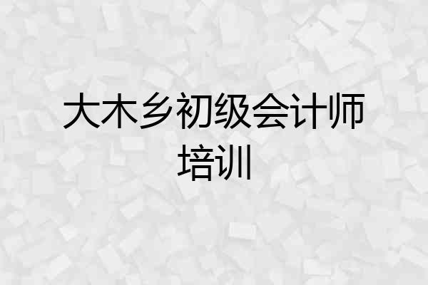 大木乡初级会计师培训