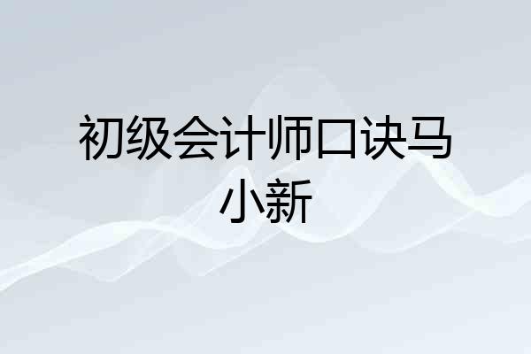 初级会计师口诀马小新