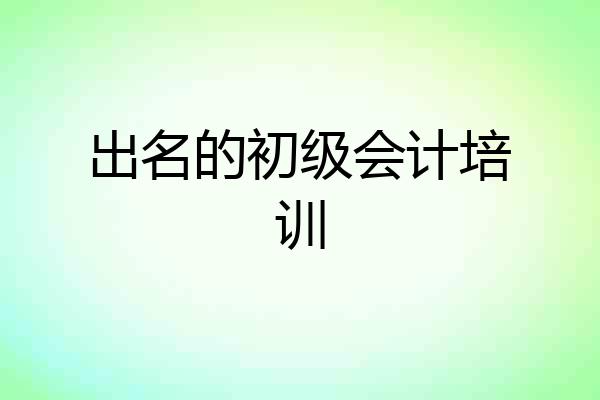 出名的初级会计培训
