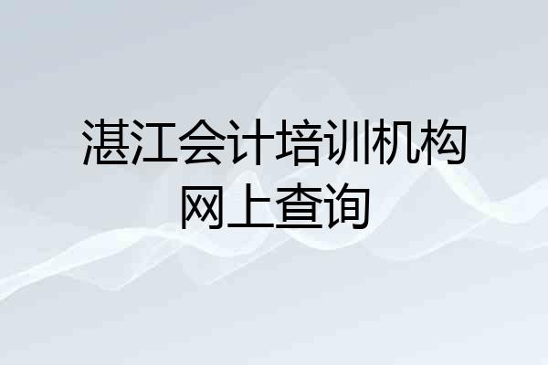 湛江会计培训机构网上查询
