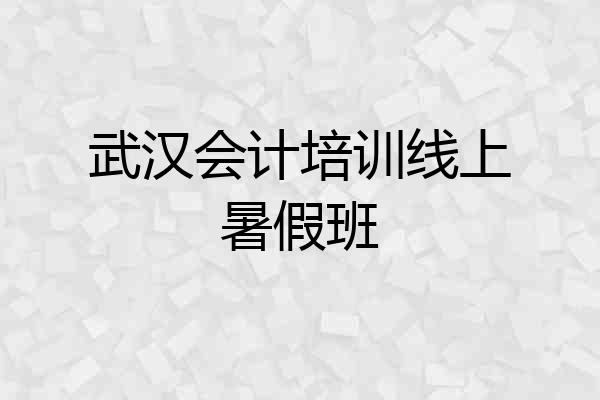 武汉会计培训线上暑假班