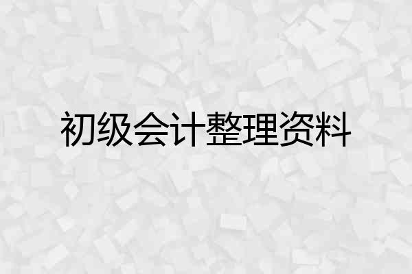初级会计整理资料