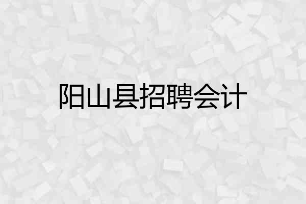 阳山县招聘会计