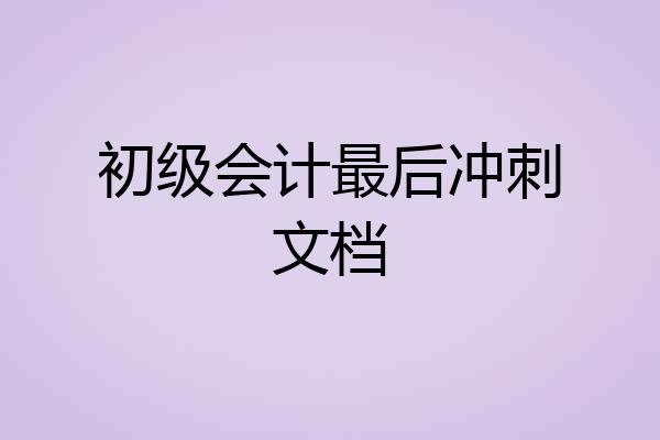 初级会计最后冲刺文档