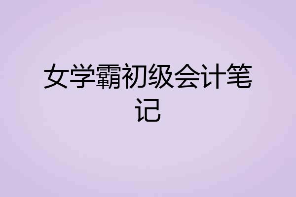 女学霸初级会计笔记