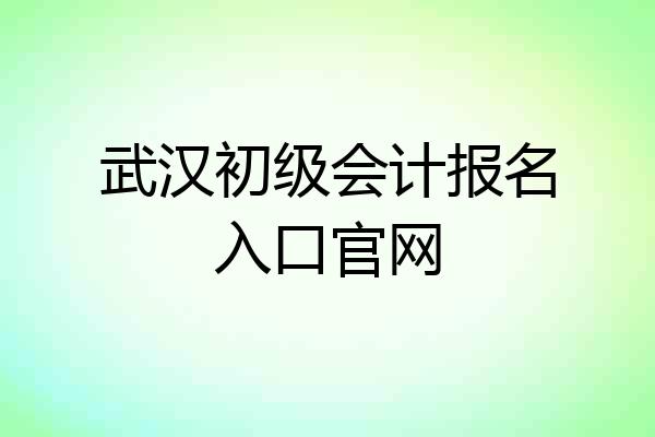 武汉初级会计报名入口官网