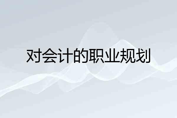 对会计的职业规划