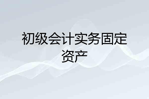 初级会计实务固定资产