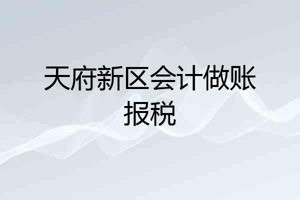 天府新区会计做账报税