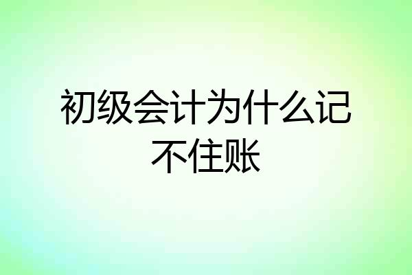 初级会计为什么记不住账