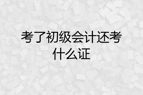 考了初级会计还考什么证