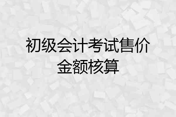 初级会计考试售价金额核算