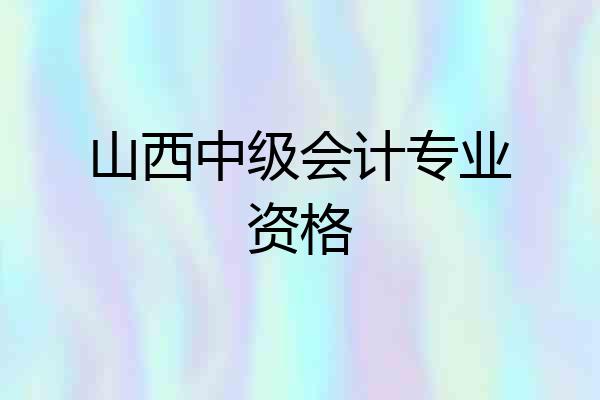 山西中级会计专业资格