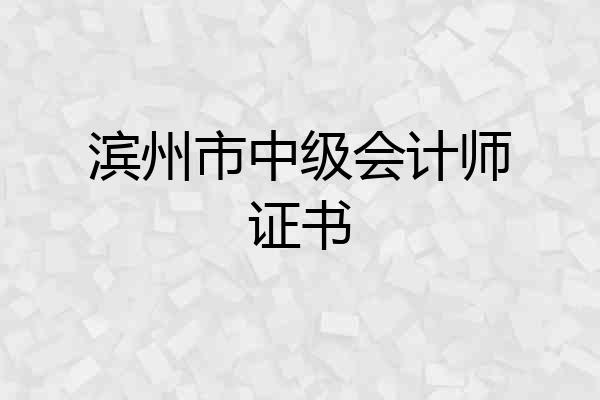 滨州市中级会计师证书