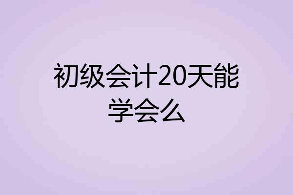 初级会计20天能学会么