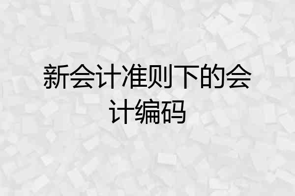 新会计准则下的会计编码