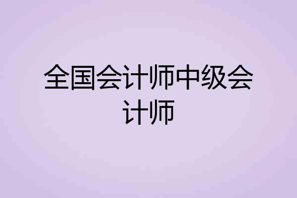 全国会计师中级会计师