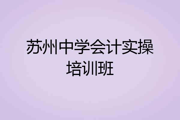 苏州中学会计实操培训班