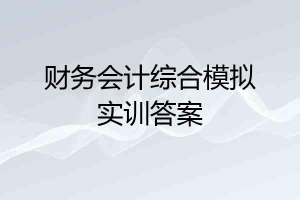 财务会计综合模拟实训答案