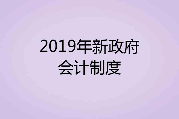 2019年新政府会计制度