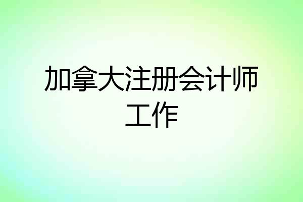 加拿大注册会计师工作