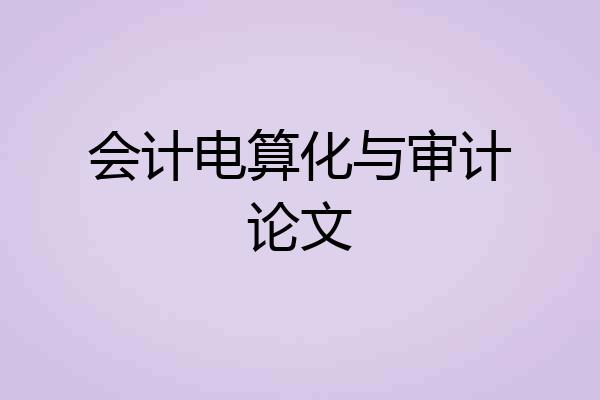 会计电算化与审计论文