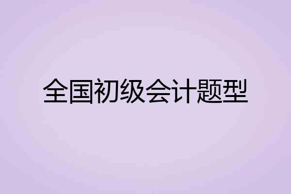 全国初级会计题型