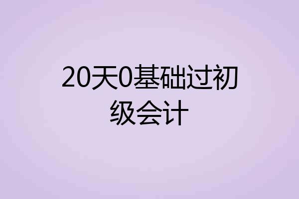 20天0基础过初级会计