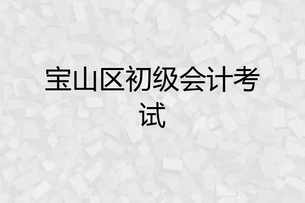 宝山区初级会计考试