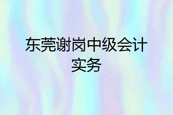 东莞谢岗中级会计实务