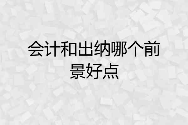 会计和出纳哪个前景好点