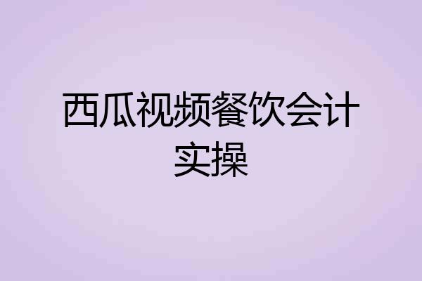 西瓜视频餐饮会计实操