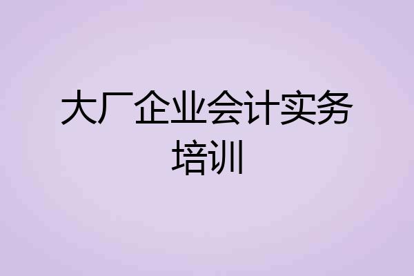 大厂企业会计实务培训