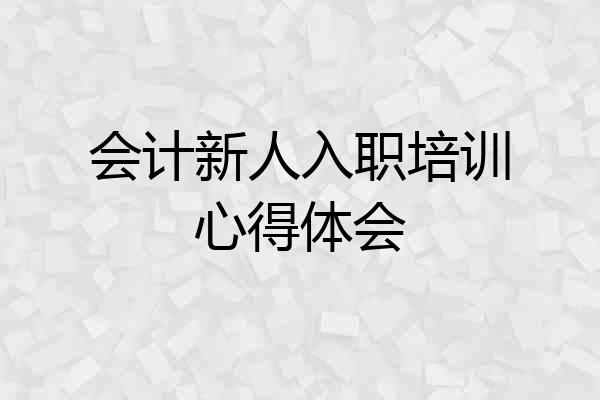 会计新人入职培训心得体会
