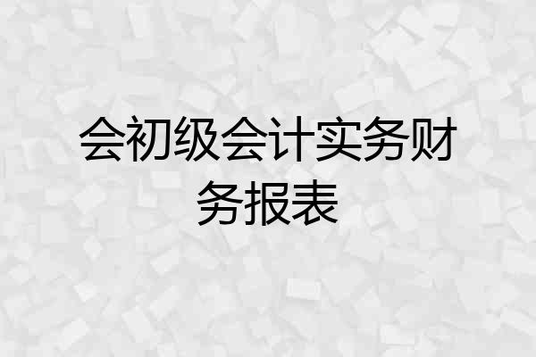 会初级会计实务财务报表