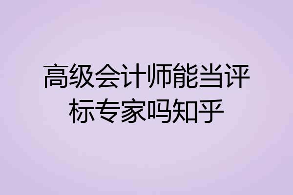 高级会计师能当评标专家吗知乎