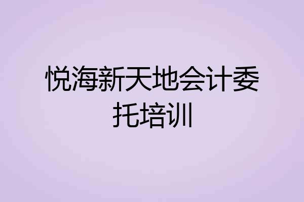 悦海新天地会计委托培训