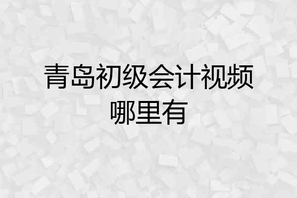 青岛初级会计视频哪里有
