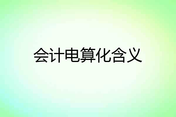 会计电算化含义