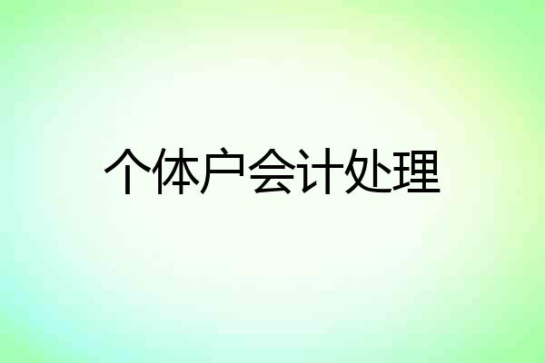 个体户会计处理