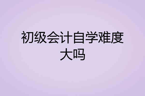 初级会计自学难度大吗