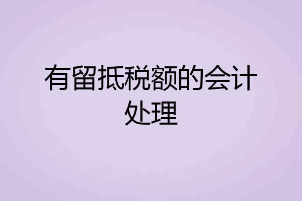 有留抵税额的会计处理