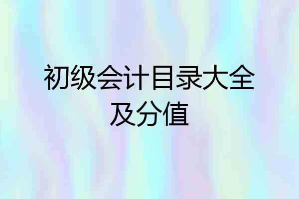初级会计目录大全及分值