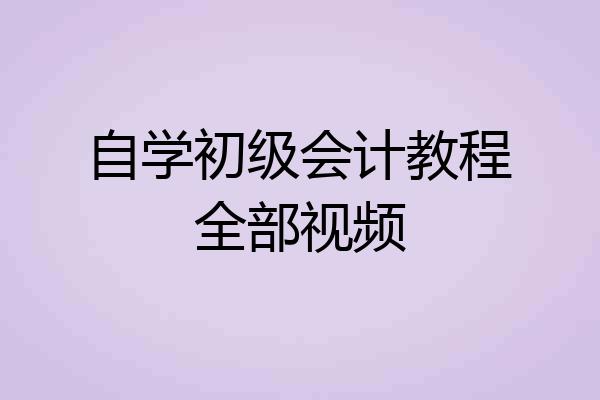 自学初级会计教程全部视频