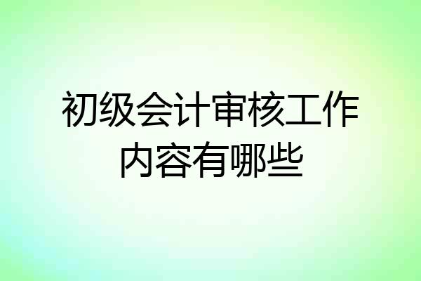初级会计审核工作内容有哪些