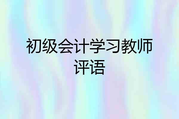 初级会计学习教师评语