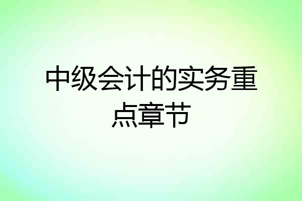 中级会计的实务重点章节